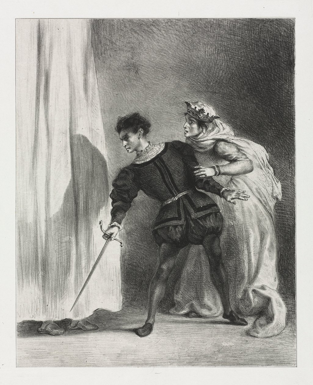 Hamlet: Der Mord an Polonius, 1834 von Ferdinand Victor Eugene Delacroix