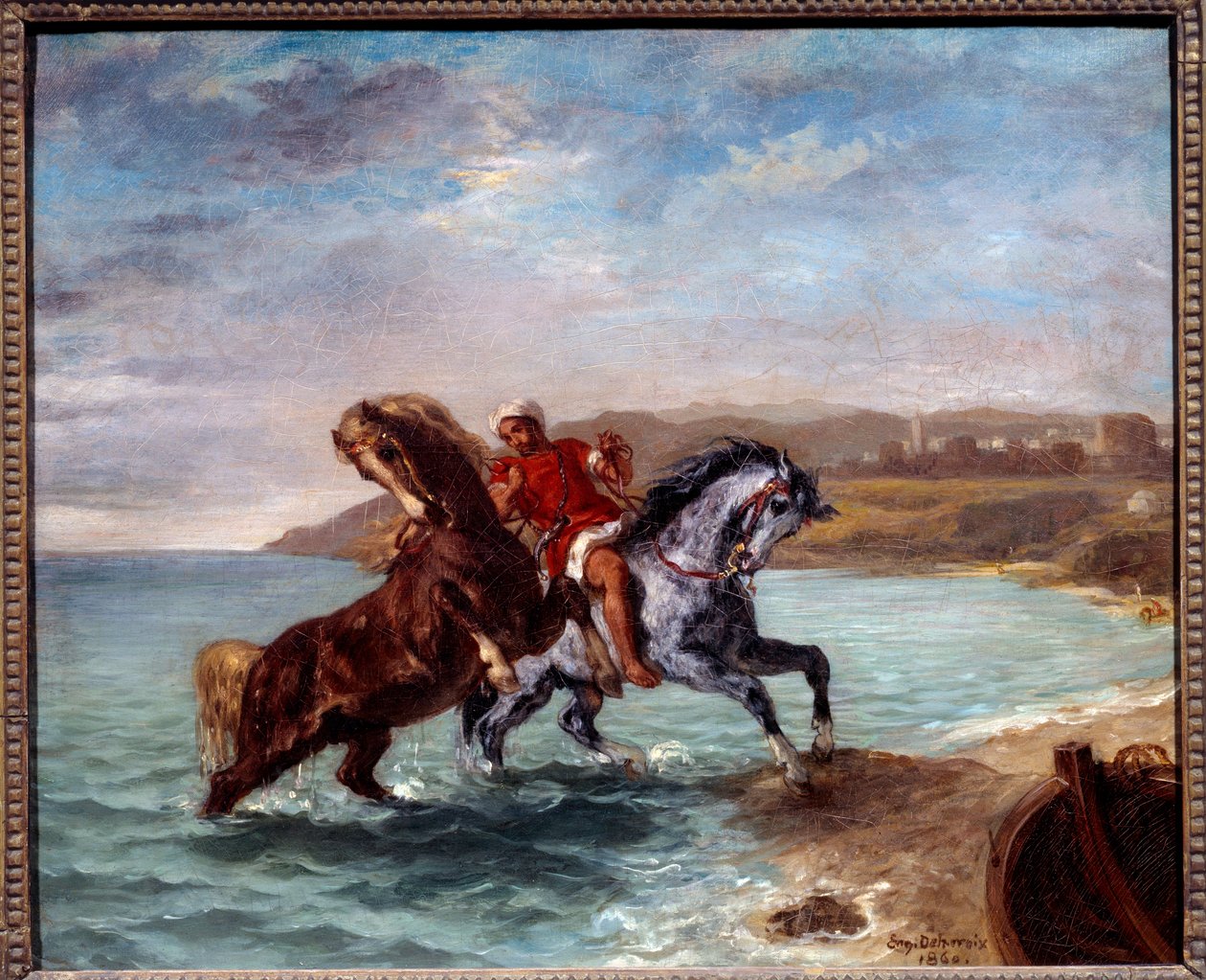 Pferde kommen aus dem Meer. Gemälde von Eugene Delacroix (1798-1863) von Ferdinand Victor Eugene Delacroix