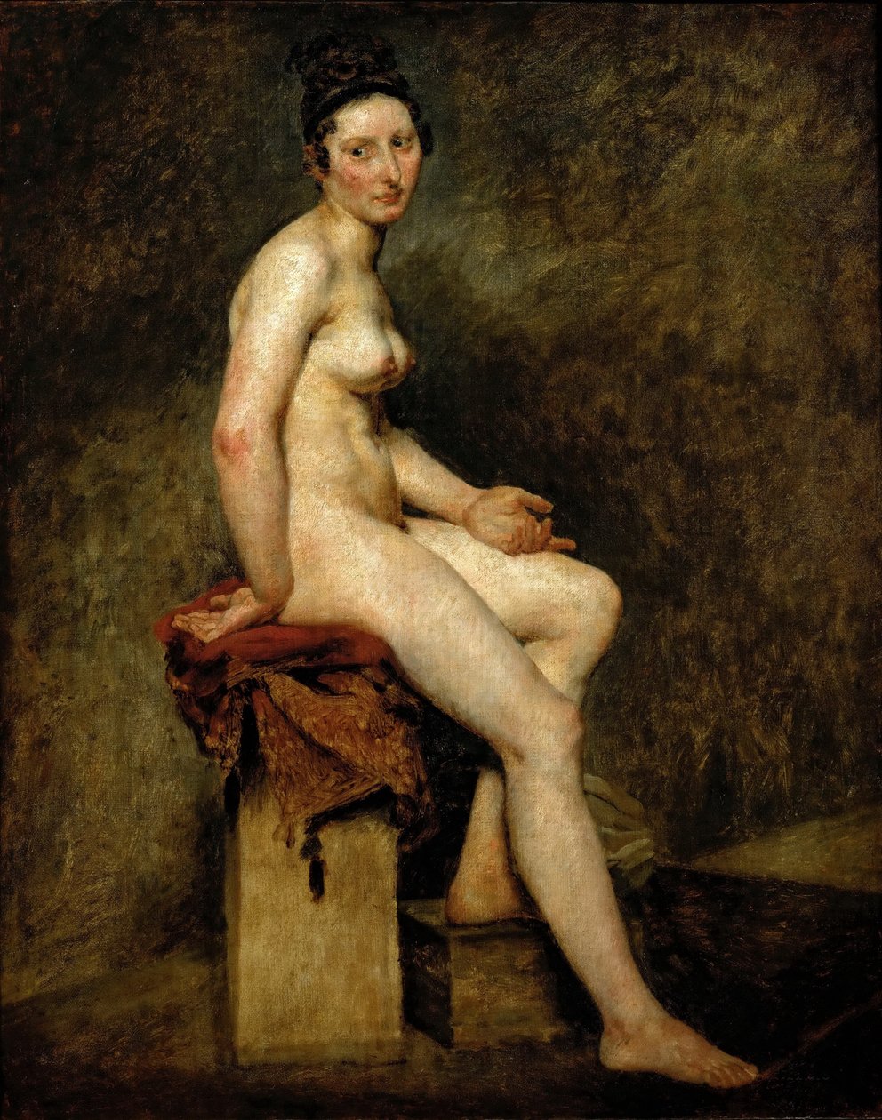 Mademoiselle Rose sitzend nackt von Ferdinand Victor Eugene Delacroix