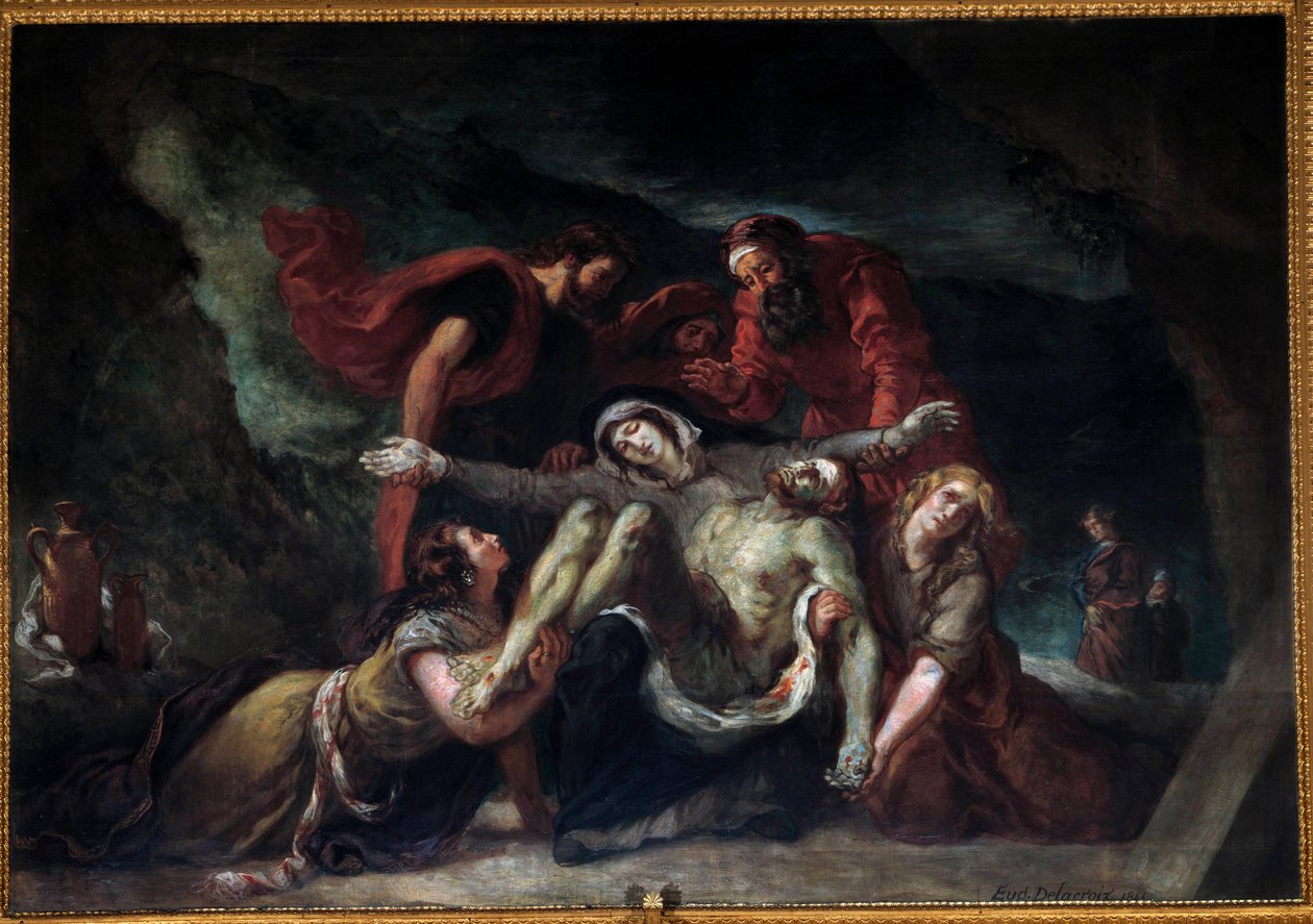 Pietà oder „Beweinung“. Gemälde von Eugène Delacroix (1798-1863) 1844 Kirche Saint-Denis du Saint-Sacrement in Paris von Ferdinand Victor Eugene Delacroix