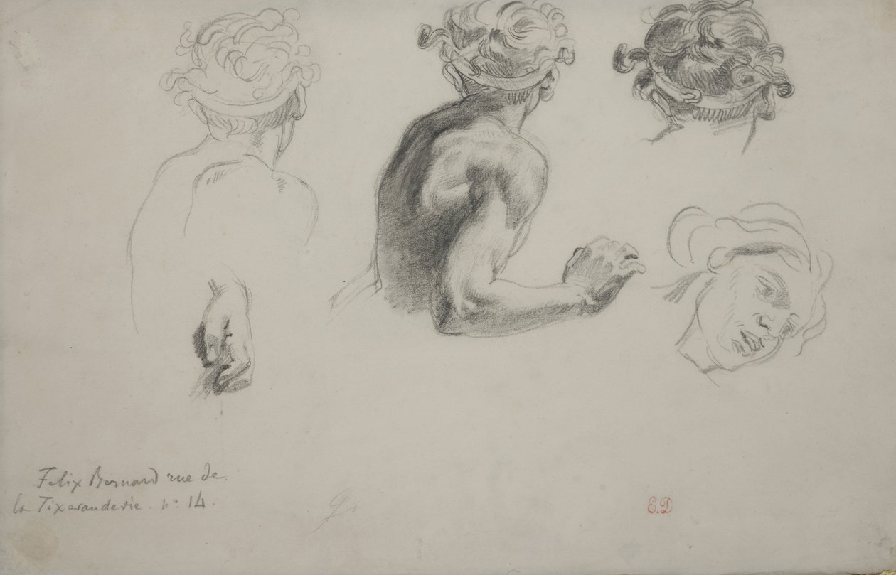 Blatt mit Studien für die "Gerechtigkeit des Trajan" von Ferdinand Victor Eugene Delacroix