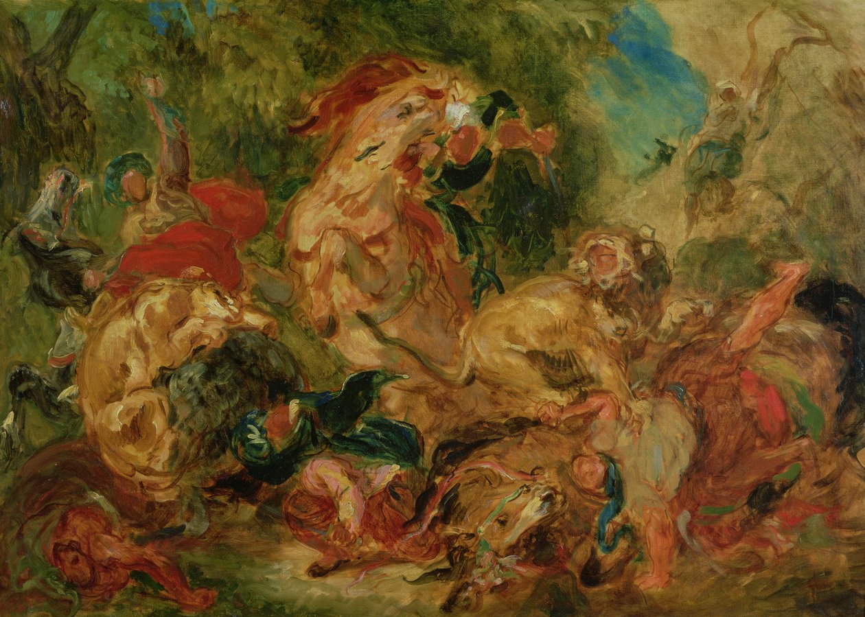 Studie für Die Löwenjagd, 1854 von Ferdinand Victor Eugene Delacroix