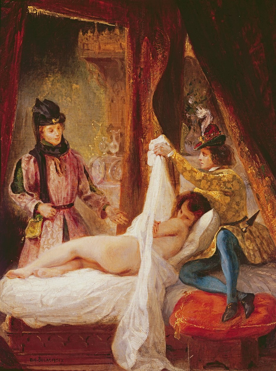 Der Herzog von Orleans zeigt seine Geliebte dem Herzog von Burgund von Ferdinand Victor Eugene Delacroix
