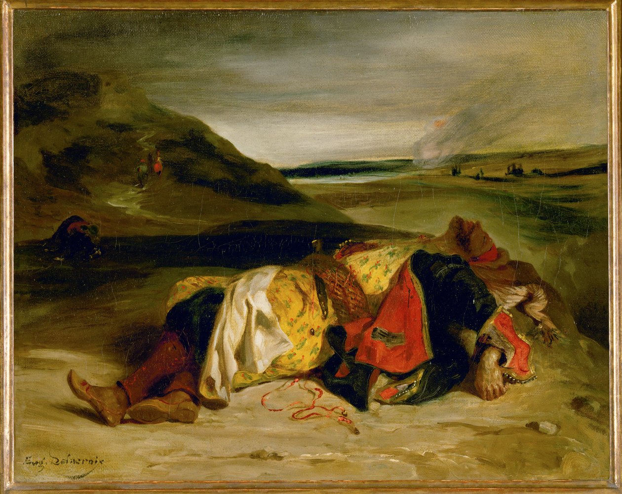 Der Tod von Hassan oder Türkischer Offizier in den Bergen getötet von Ferdinand Victor Eugene Delacroix