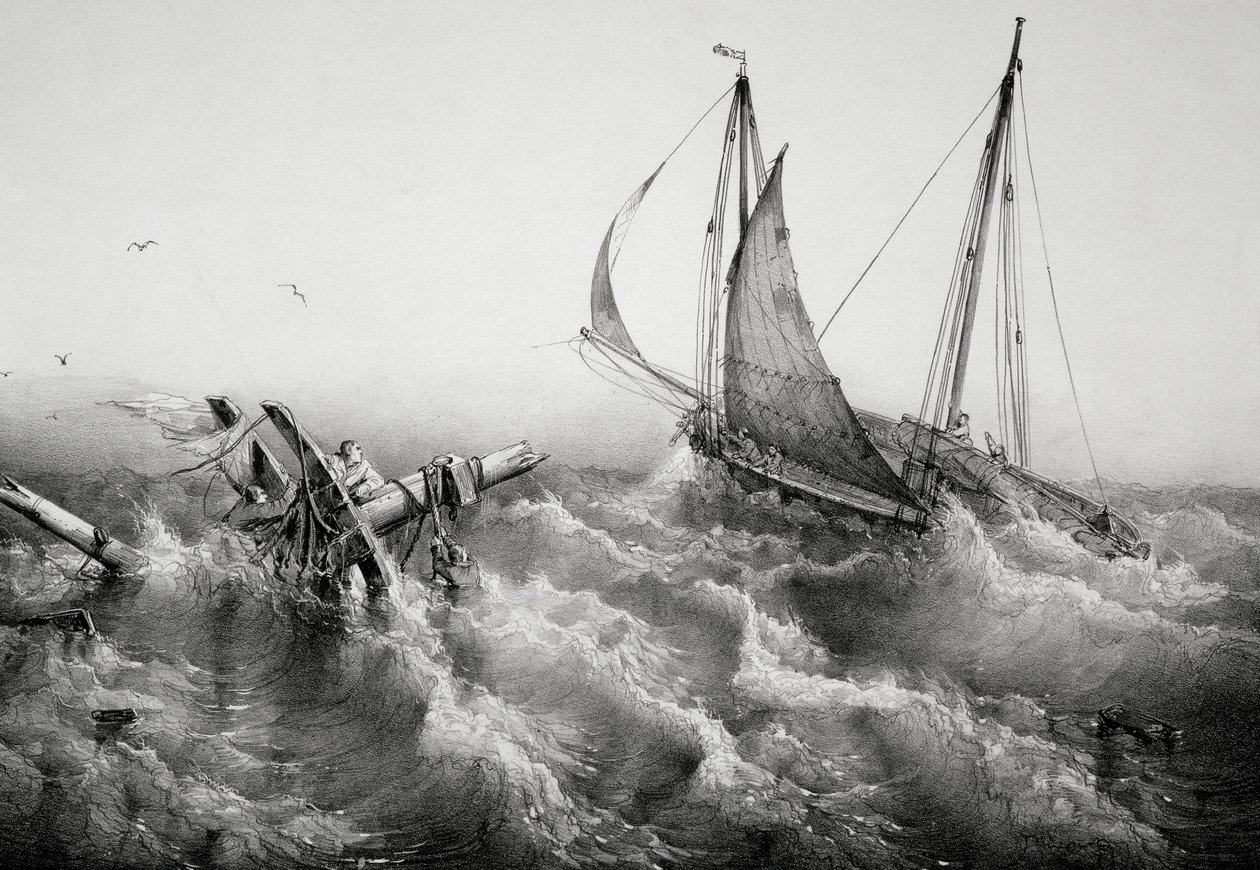 Nach dem Sturm, Lithographie von Ferdinand Perrot von Ferdinand Victor Perrot