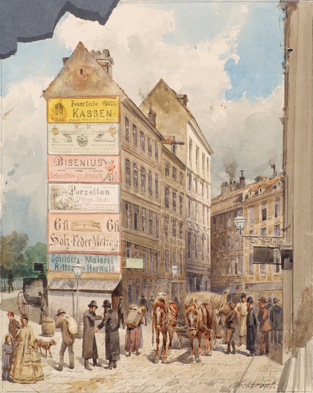 Die Kohlmessergasse und der Salzgries bei der Ruprechtsstiege von Ferdinand Weckbrodt
