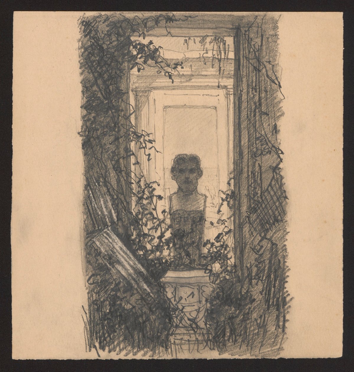 Männliche Herme im Garten, vor einem Fenster von Ferdynand Ruszczyc