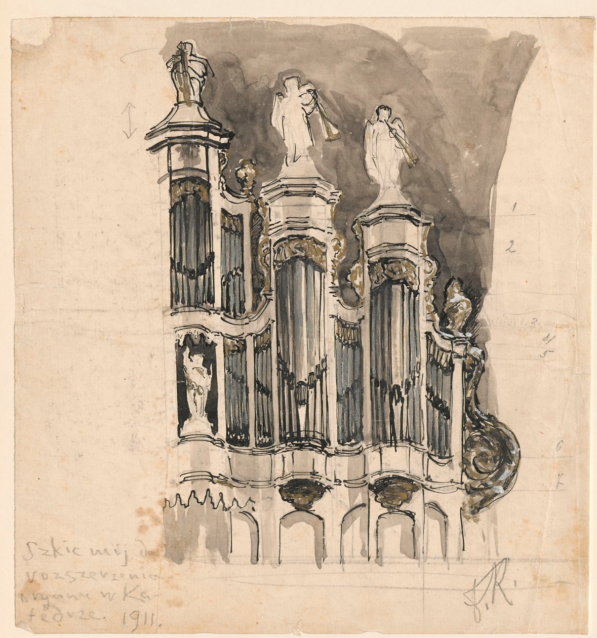 Orgeln in der Kathedrale von Vilnius, Fragment von Ferdynand Ruszczyc