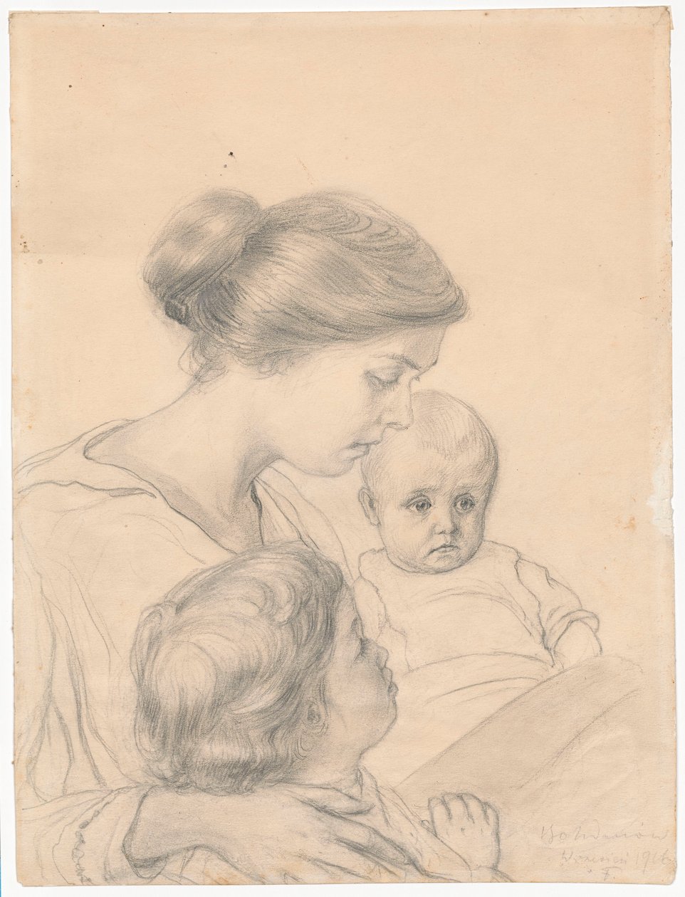 Porträt der Ehefrau mit Kindern, Janeczka und Edzio von Ferdynand Ruszczyc