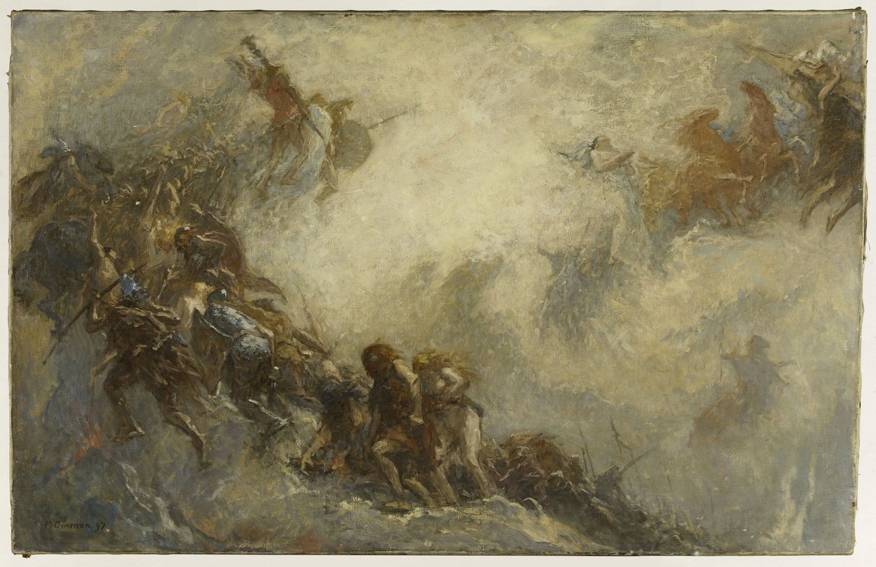 Skizze für das Paläontologie-Amphitheater im Pariser Naturkundemuseum: Menschliche Rassen (Decke) von Fernand Cormon