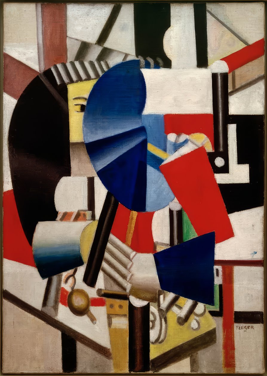 Frau mit Spiegel von Fernand Leger