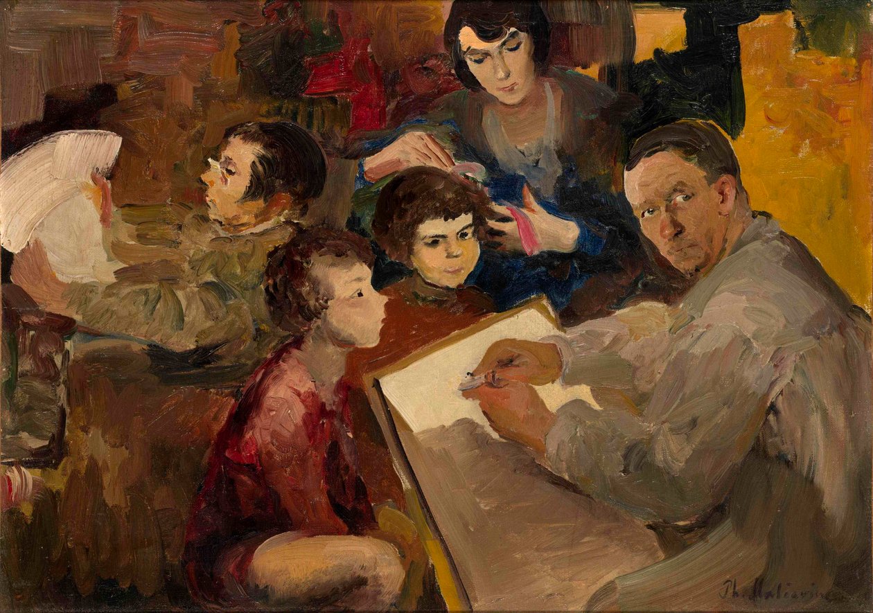 Selbstporträt mit Familie von Filipp Andreevich Maliavin
