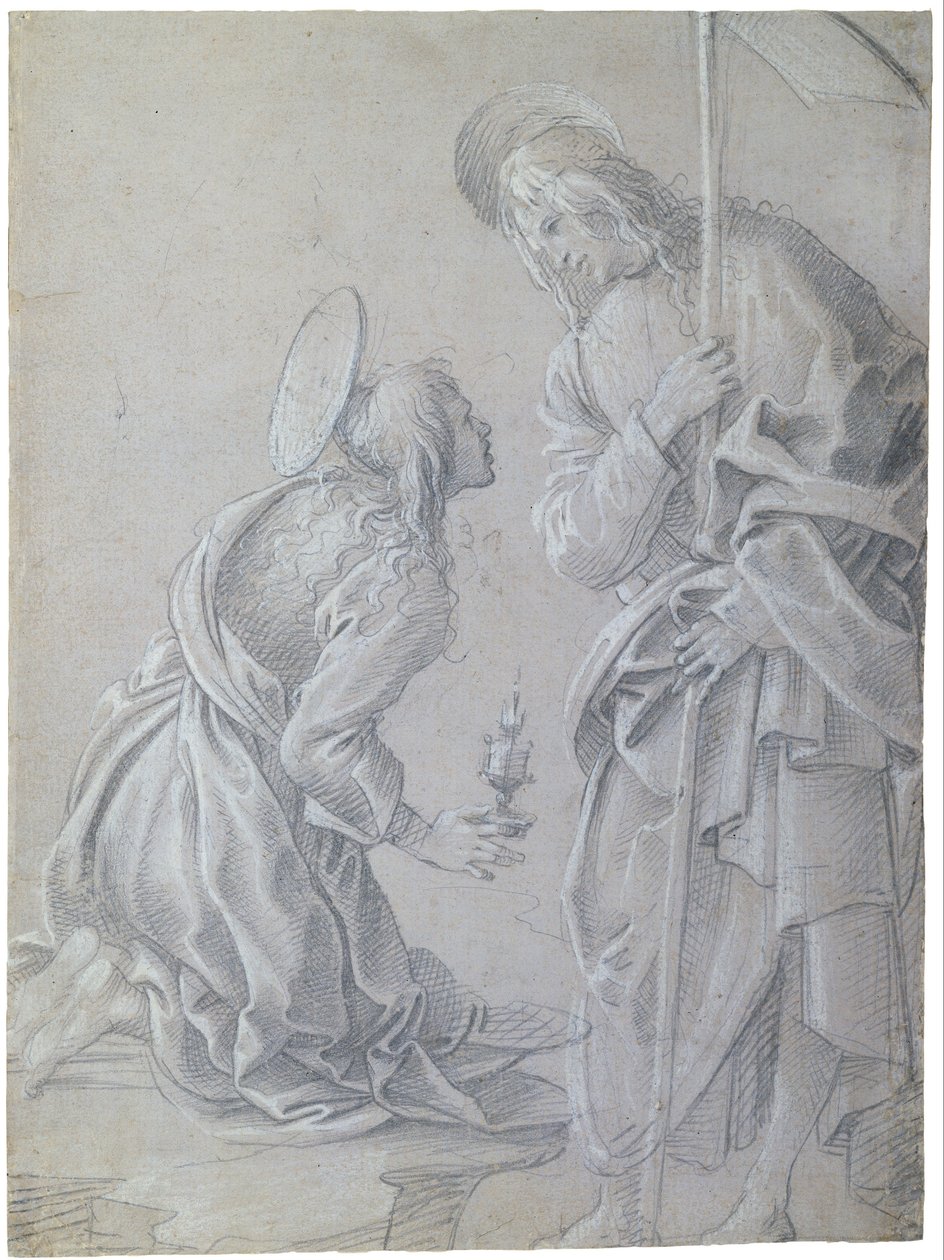 Kniende Heilige Maria Magdalena und stehender Christus von Filippino Lippi