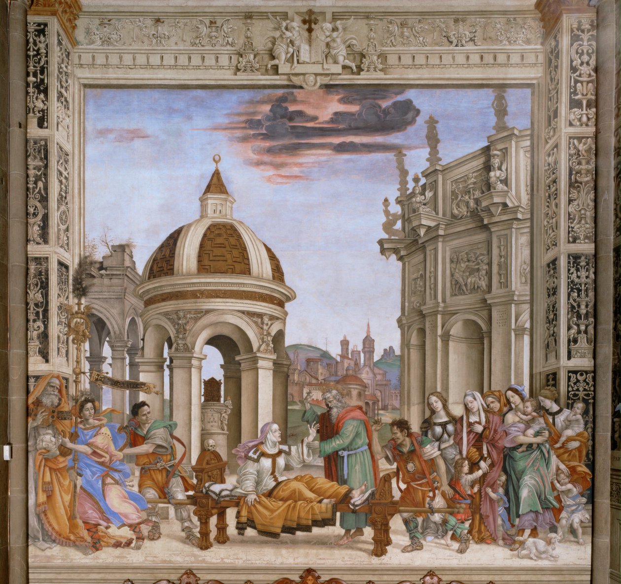 Heiliger Johannes Evangelist erweckt Drusiana zum Leben von Filippino Lippi