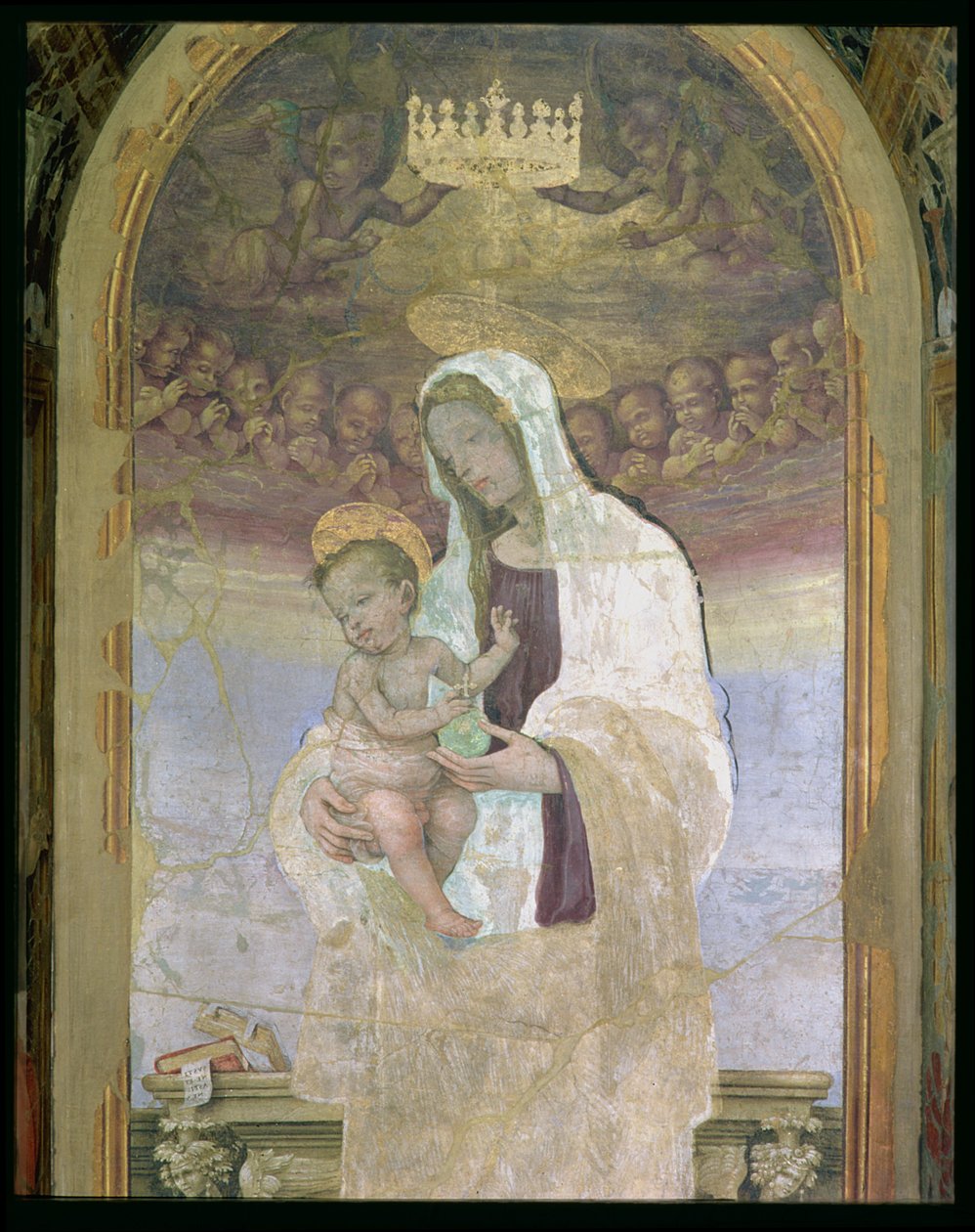 Die Madonna und das Kind, ein Detail aus dem Tabernakel des Canto al Mercatale, 1498 von Filippino Lippi