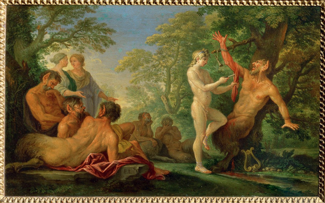 Die Bestrafung des Marsyas, Kupfer von Filippo (circle of) Lauri