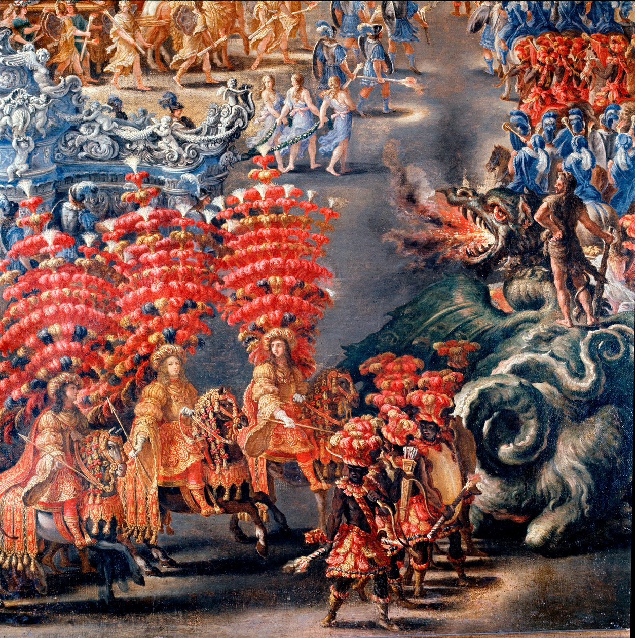 Fest im Palazzo Barberini zu Ehren von Christine von Schweden, am 28.02.1656 (Detail) von Filippo Lauri