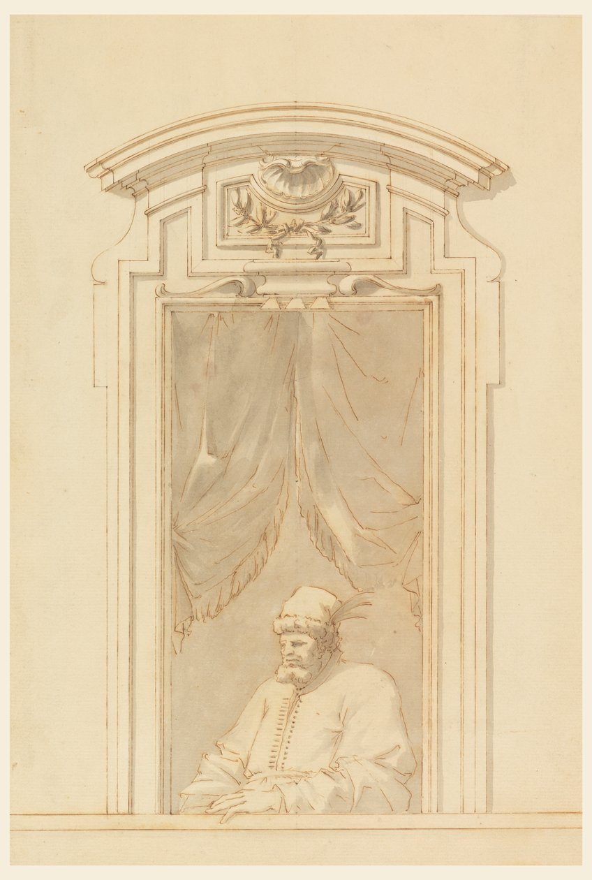 Fenstergehäuse und Hälfte einer Figur eines Türken von Filippo Marchionni