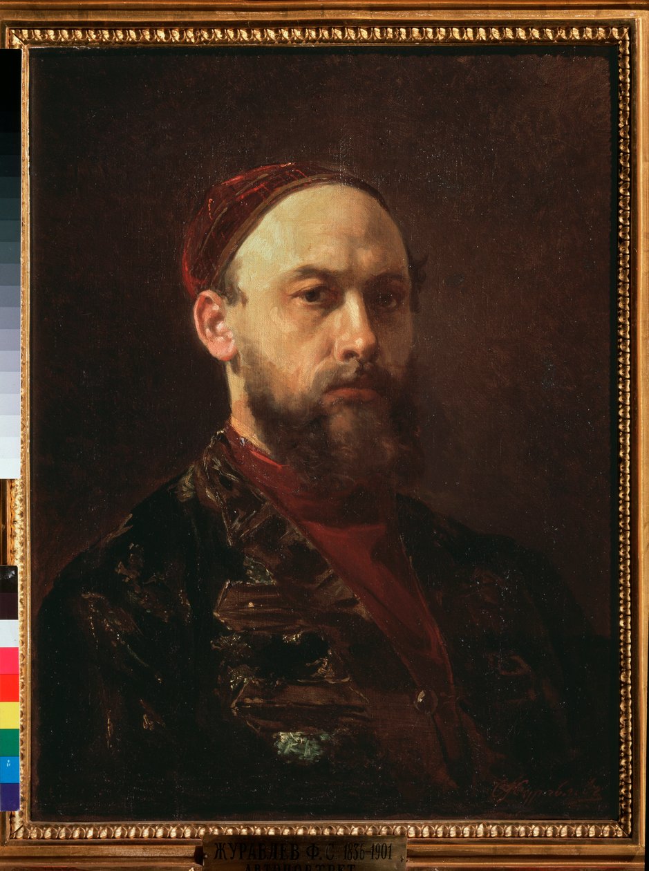 Selbstporträt - Firs Sergeevich Zhuraviev (1836-1901), Öl auf Leinwand, russische Kunst des 19. Jahrhunderts - Staatliche Tretjakow-Galerie, Moskau von Firs Sergeevich Zhuravlev