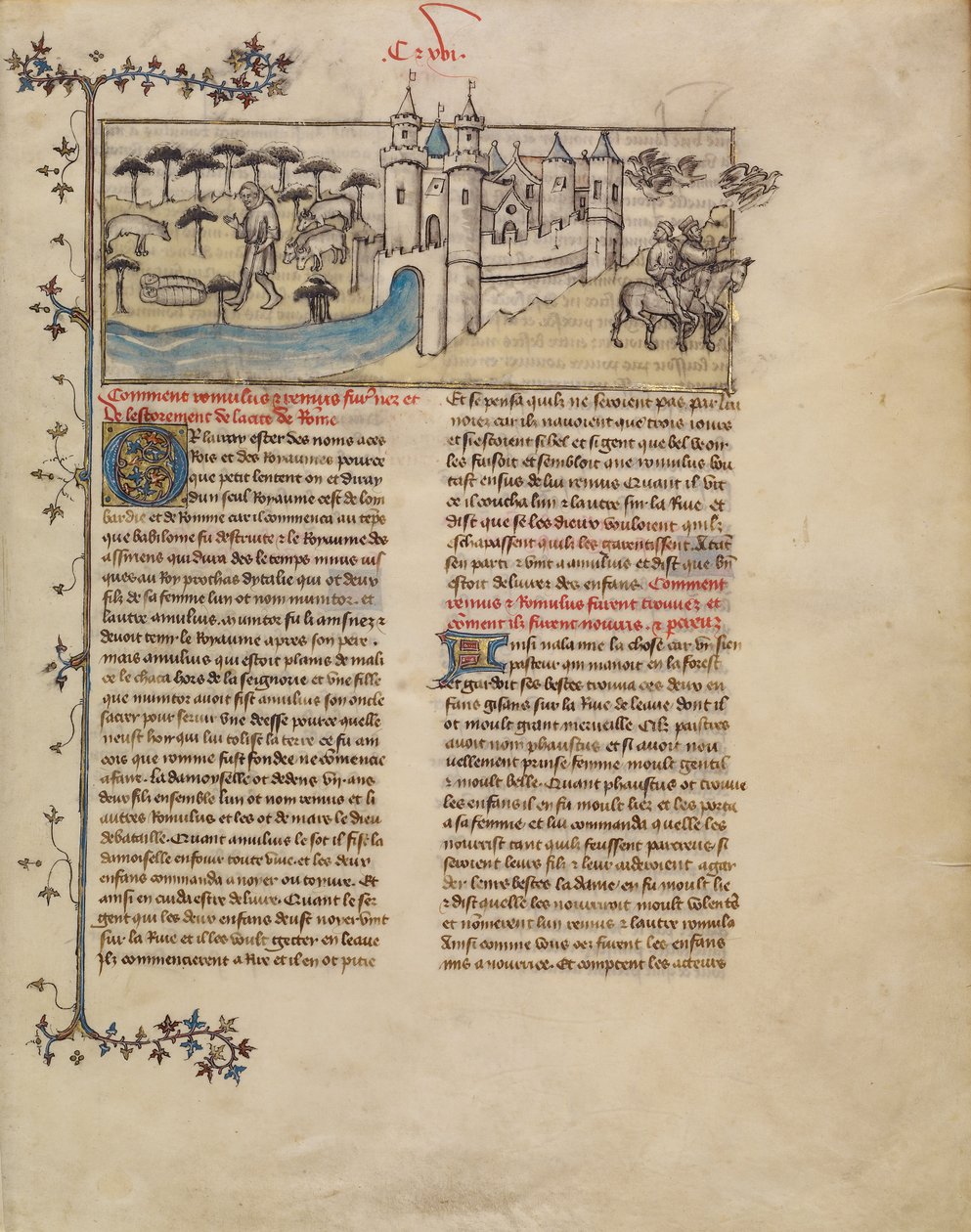 Romulus und Remus von First Master of the Bible historiale of Jean de Berry