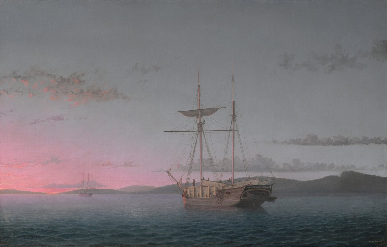 Lumber-Schoner am Abend in der Penobscot-Bucht von Fitz Henry Lane
