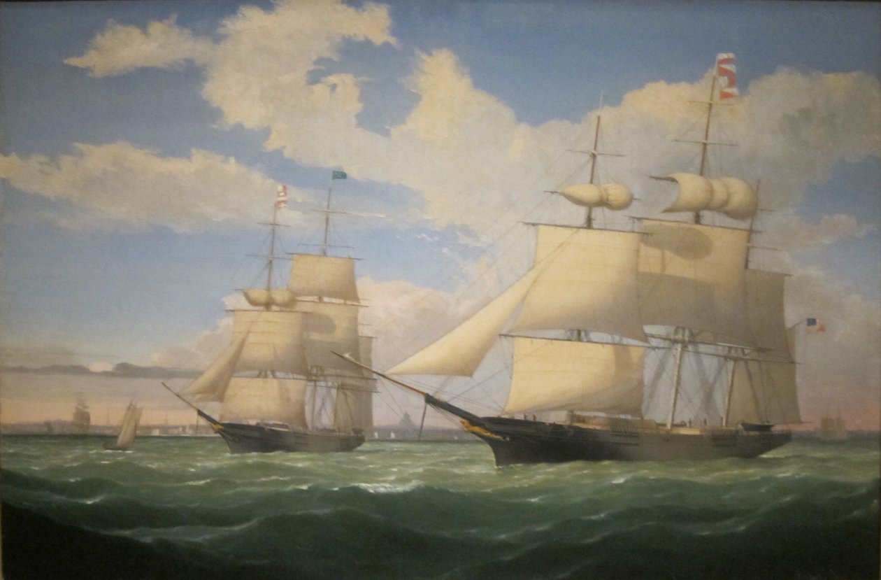 Die Schiffe "Winged Arrow" und "Southern Cross" im Boston Hafen von Fitz Henry Lane