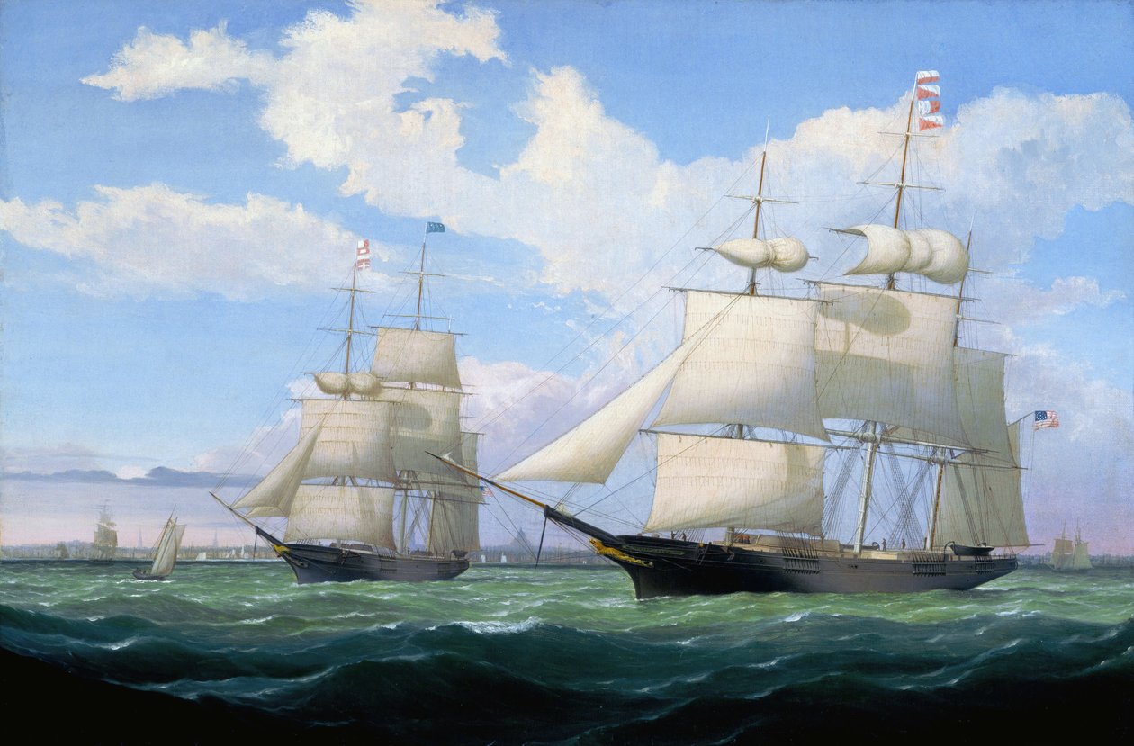 Die Schiffe "Winged Arrow" und "Southern Cross" im Hafen von Boston von Fitz Henry Lane