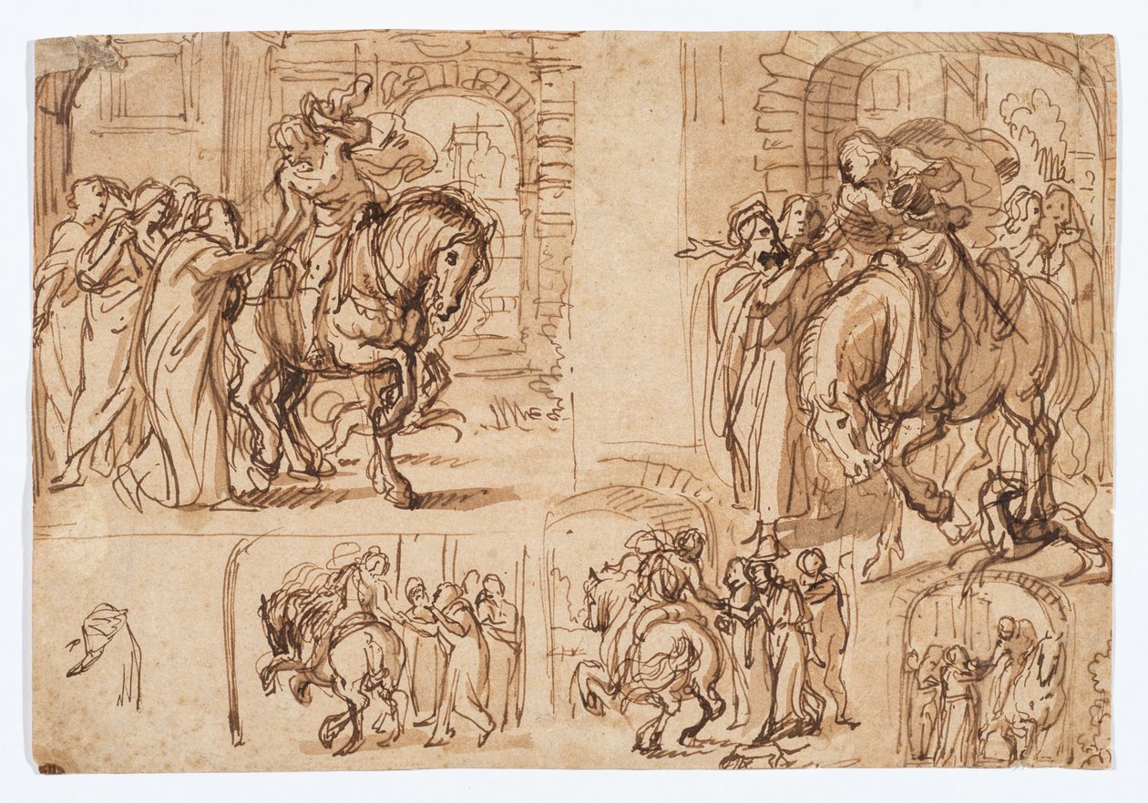Kompositionsstudien für "Die Rückkehr des verlorenen Sohnes (Lukas 15:11-32)" von Flemish School