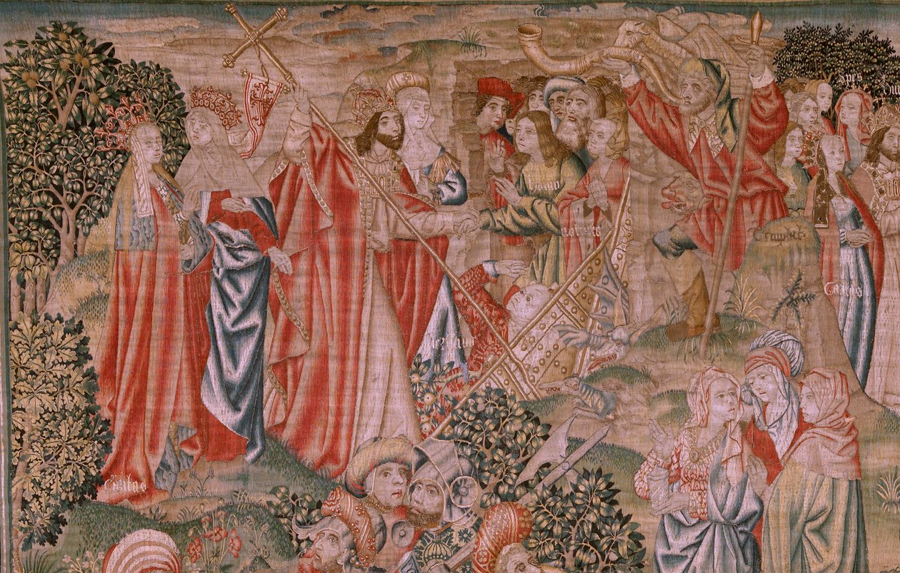 Flemischer Wandteppich. Serie Erlösung des Menschen oder Laster und Tugenden. Auferstehung Christi. Achter Wandteppich in der Serie (erster der in Burgos aufbewahrten). Herstellung Brüssel. Ca. 1510. Stoff Seide und Wolle, 7 Ketten pro cm. von Flemish School