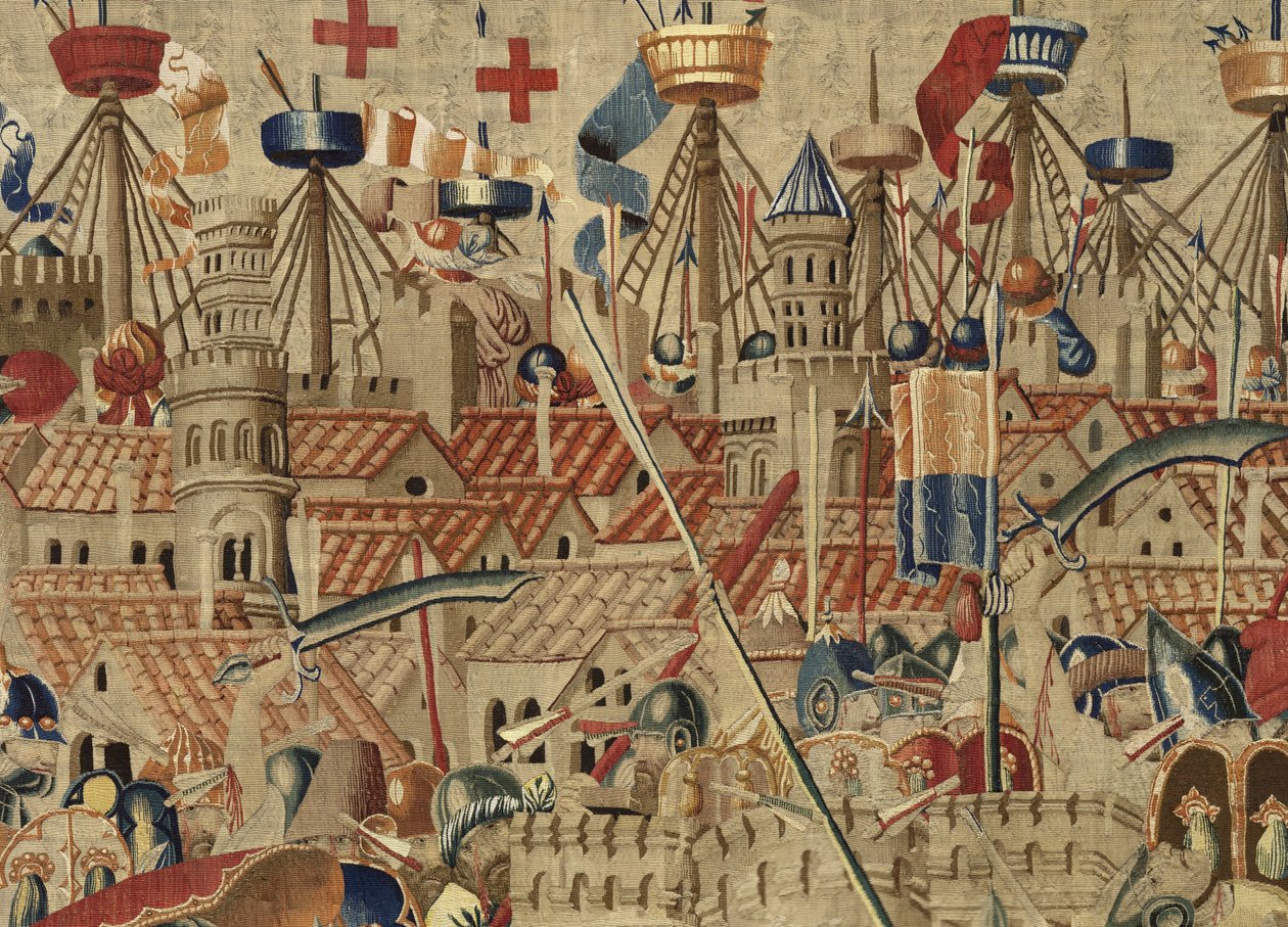 Wandteppich, der die Eroberungen von König Alfons V. von Portugal zeigt (Conquistas de Alfonso V de Portugal), Tournai. (Detail) von Flemish School