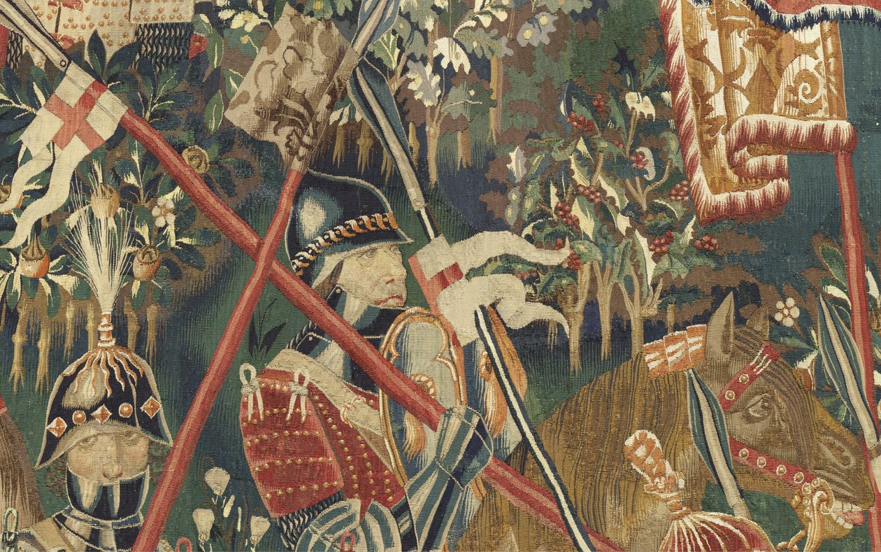 Wandteppich mit den Eroberungen von König Alfons V. von Portugal, Tournai. (Detail) von Flemish School