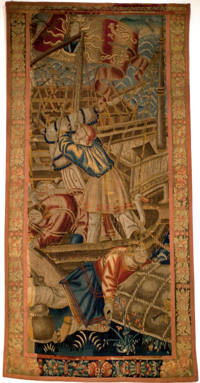Die Portugiesen in Indien - Flämischer Wandteppich von Tournai aus dem ersten Viertel des 16. Jahrhunderts - Marinemuseum von Lissabon (Portugal) von Flemish School