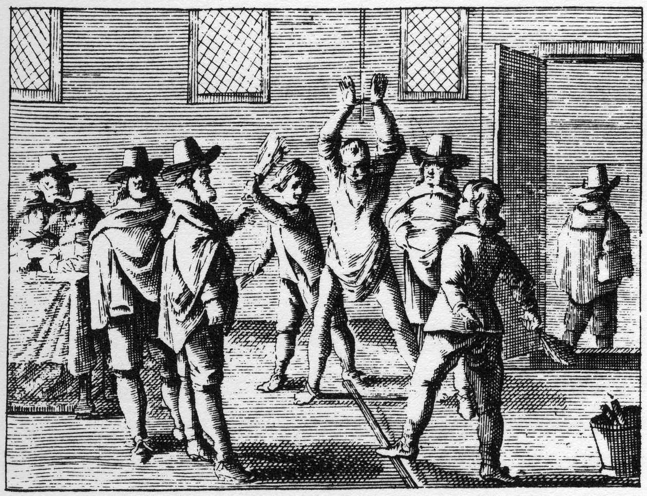 Zaubererpeitschen durch Kinder - Gravur von 1725 in „Die entlarvte Hexerei“ (