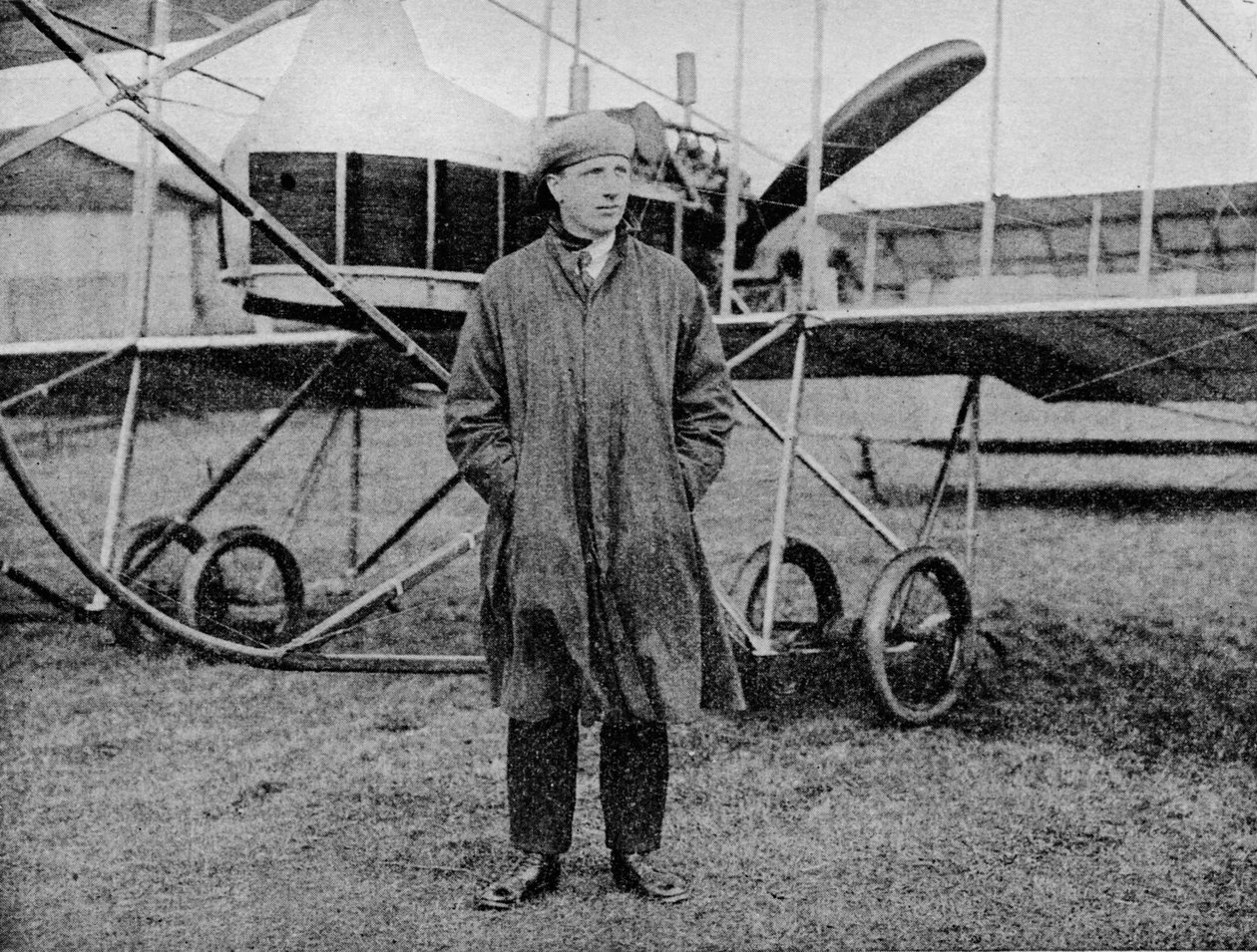 London-Manchester Luftwettbewerb: Mr. Jack Alcock und sein Maurice Farman Doppeldecker, 1914 von Flight Photo