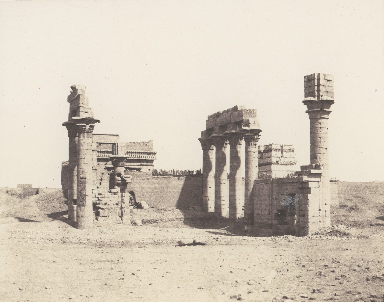 Erment Hermonthis, Gesamtansicht der Ruinen - Tempel und Mammisi von Félix Teynard