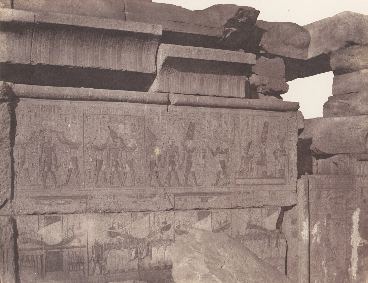 Karnak Theben, Palast - Granitkonstruktion - Skulptierte Dekoration..., 1851-52, gedruckt 1853-54 von Félix Teynard