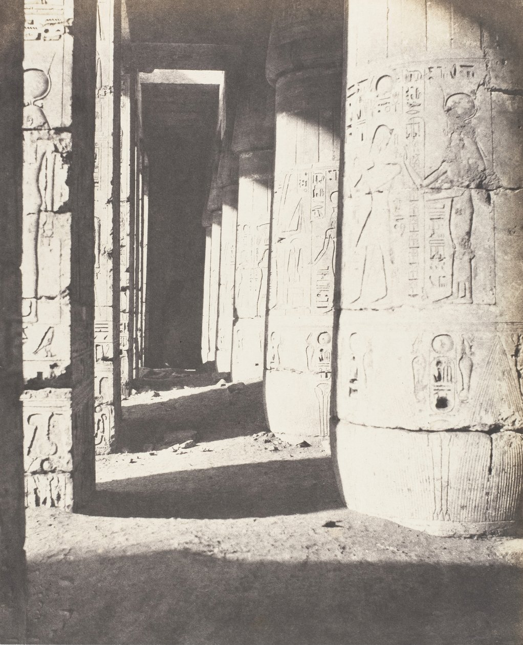 Médinet-Abou Theben, Nachfolgende Konstruktionen - Zweiter Hof - Ga..., 1851-52, gedruckt 1853-54 von Félix Teynard