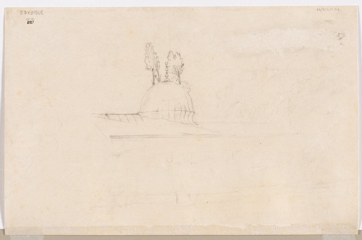 Skizze für Pavillon in der Nähe einer Moschee (verso) von Félix Ziem