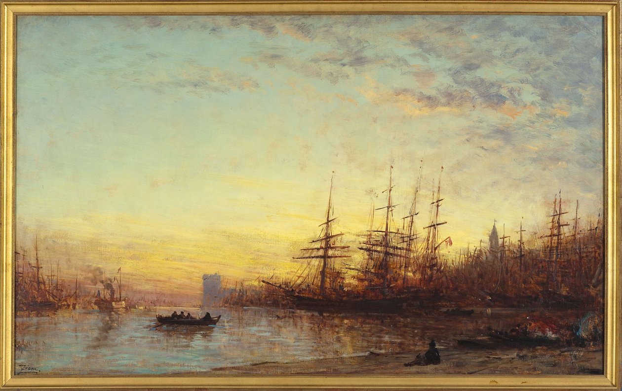 Der Hafen von Marseille bei Sonnenuntergang, zwischen 1890 und 1895 von Félix Ziem