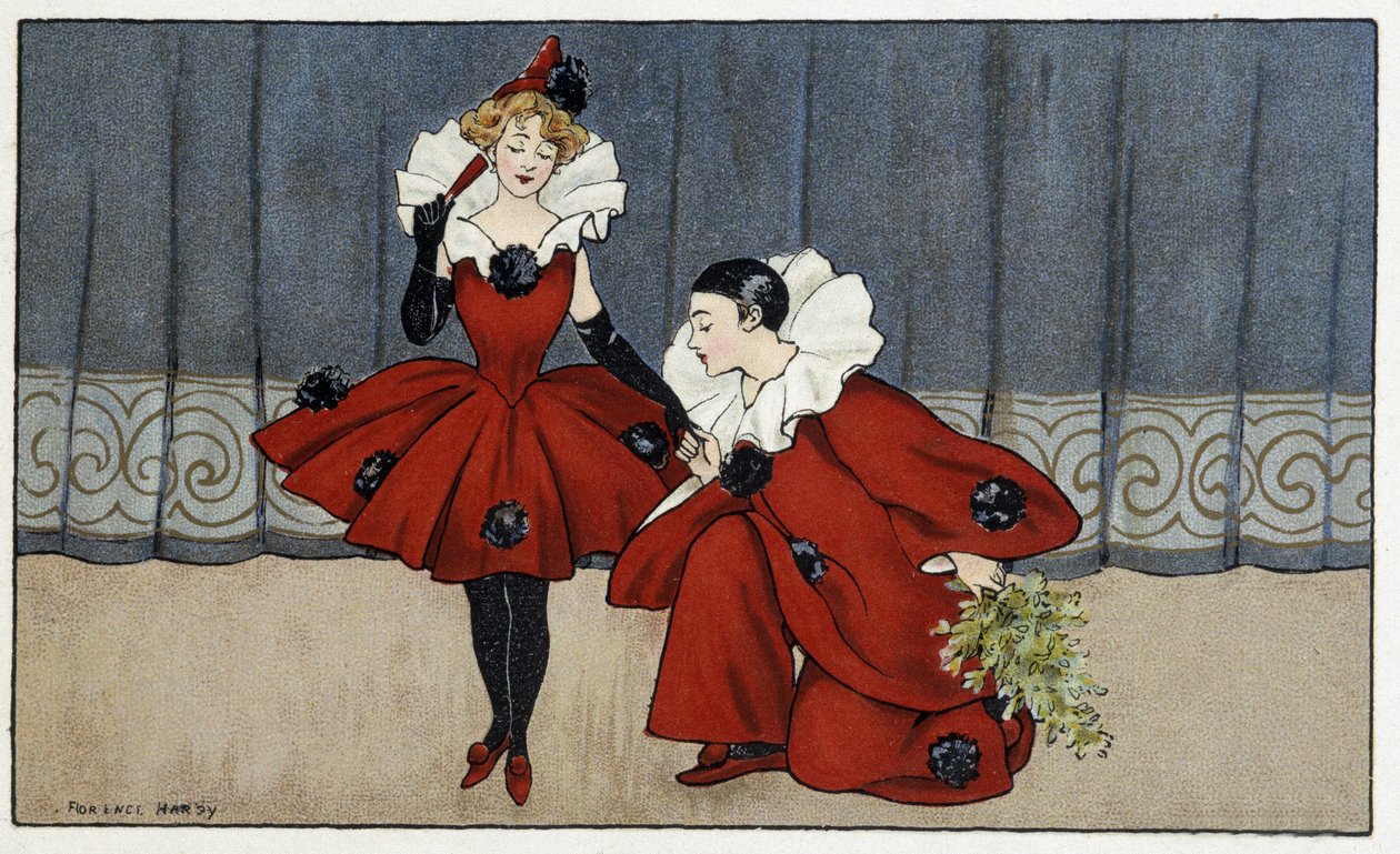 Pierrot und Colombine - Zeichnung von Florence Hardy, Anfang 20. Jahrhundert von Florence Hardy