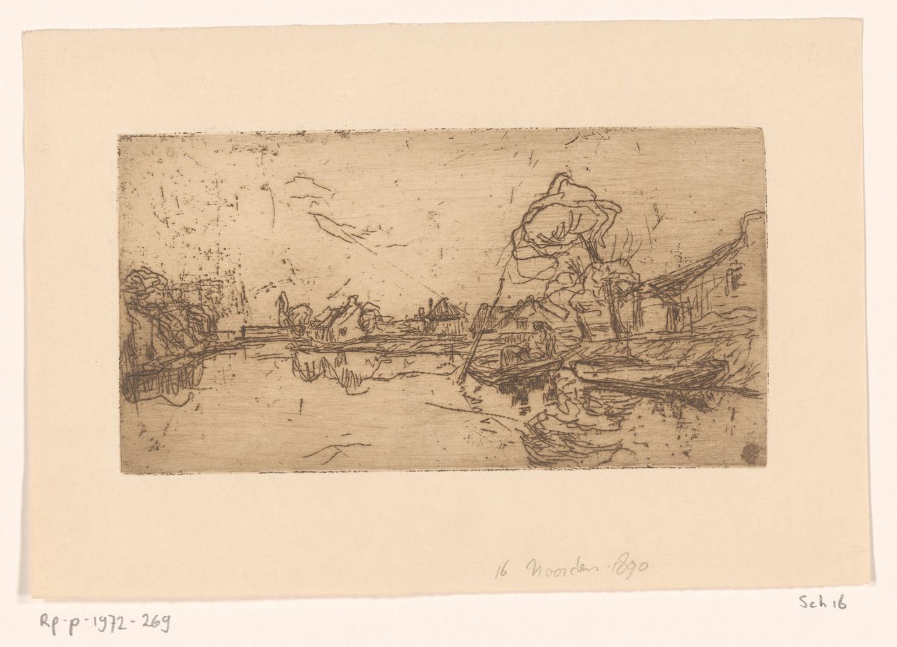 Flusslandschaft mit Figuren in einem Boot von Floris Verster