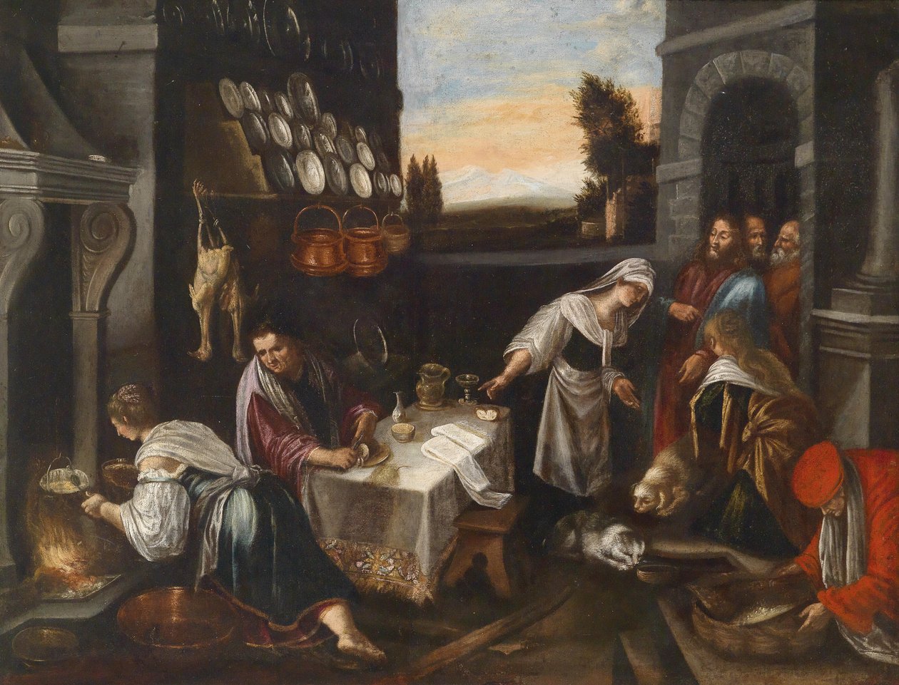 Christus im Hause von Martha und Maria von Follower of Jacopo Bassano