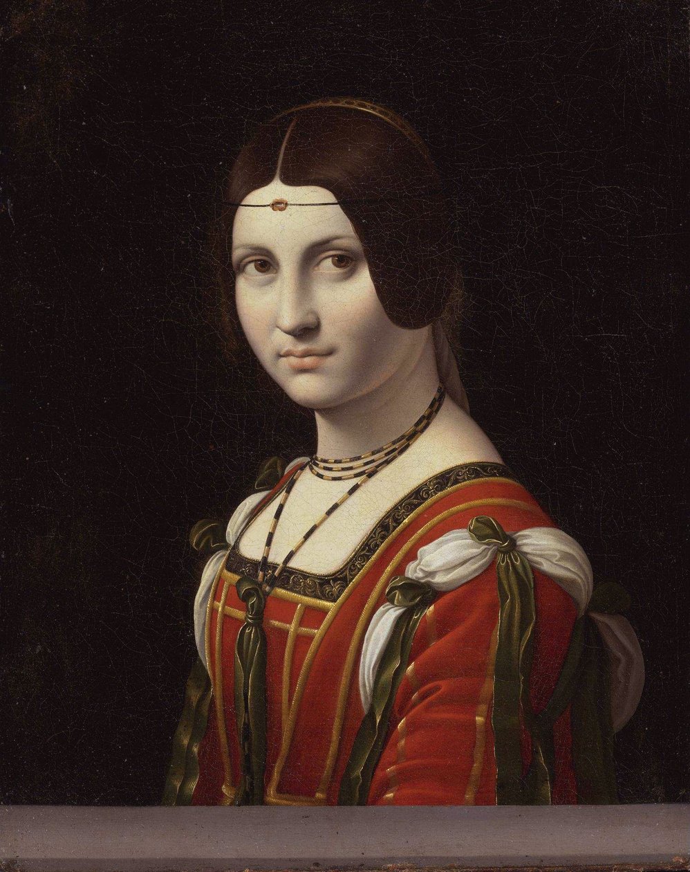 Porträt einer Frau, genannt „La Belle Ferronnière“ von Follower of Leonardo da Vinci