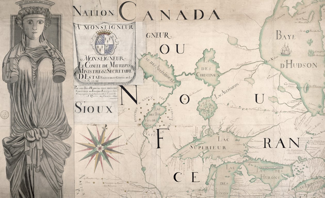 Karte von Nouvelle-France (Kanada) 1699 von Fonville