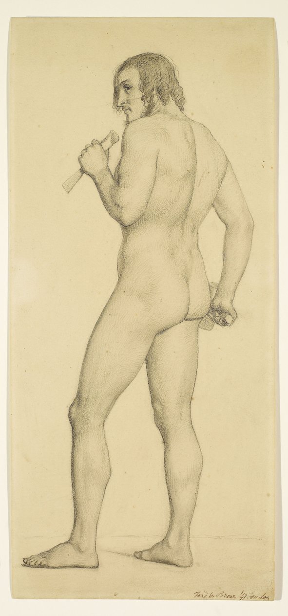 Männlich - Akademische Aktstudie als Bildhauer posiert von Ford Madox Brown