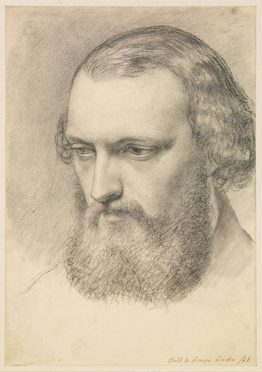 Porträt: Kopfstudie von Daniel Casey (Dreiviertelansicht) von Ford Madox Brown