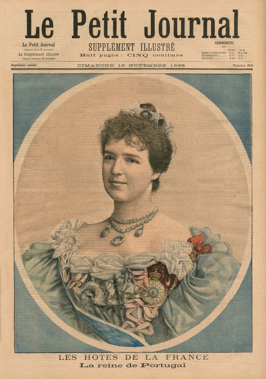 Französische Gastgeber, Königin Amelie von Portugal (1865-1951) Titelbildillustration aus 