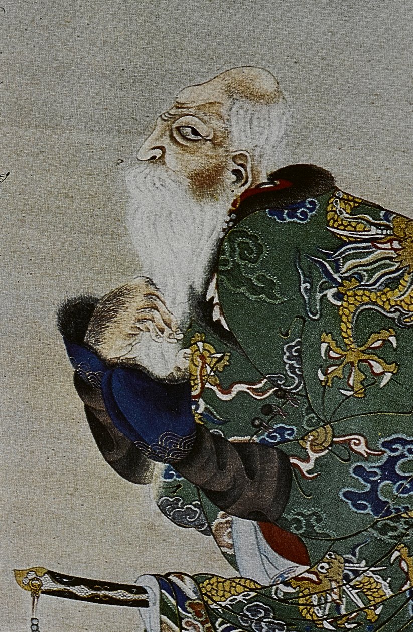 Die großen Anführer des achtzehnten Jahrhunderts Ainu: Itokoi und Shinichi aus Akkeshi, Chosama aus Uraashibetsu und Shonko aus Noshappu, insbesondere, Illustration von Fosco Maraini