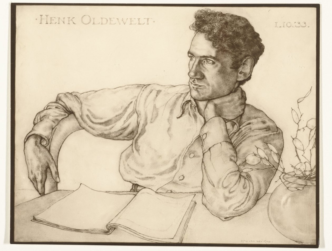 Fotoreproduktion eines Porträts von Henk Oldewelt durch Han van der Kop von Foto atelier Bijl