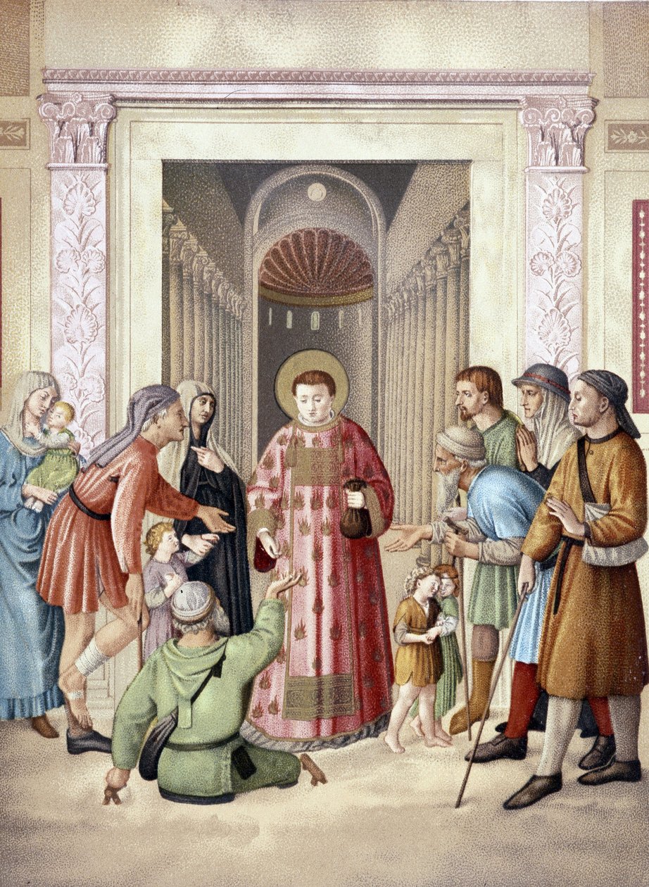 Der heilige Laurentius, der Almosen gibt, nach Fra Angelico (Vatikan), Frankreich 19. Jahrhundert von Fra (after) Angelico